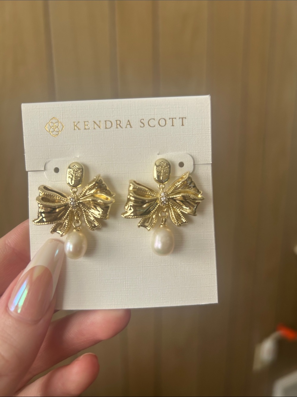 Kendra Scott x LoveShackFancy bow and pearl earrings